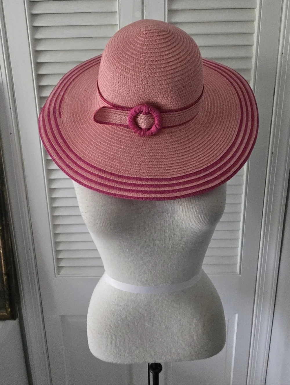 Pink Coral Wide Brim Sun Hat Kentucky Derby Garden Party NWOT